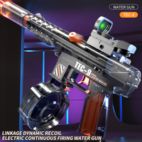 Pistolet à eau électrique TEC-9 avec éclairage frais électrique continue de tirer un jouet puissant de haute capacité pour enfants cadeaux de fête d'été en plein air