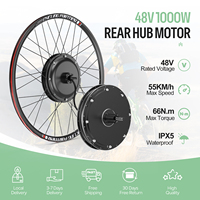 Kit de conversion de vélo électrique avec moteur de moyeu CC sans balais 48V 1000W pour roues 26, 27,5 pouces et 700C, avec écran LCD