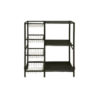 Étagère de cuisine métallique à 4 niveaux, économique, sur pied, avec paniers rotatifs à roulettes, pour rangement domestique de casseroles - Product Image 1