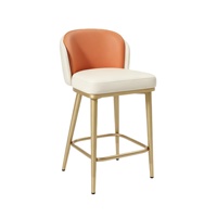 Tabouret de bar rembourré moderne en or champagne/or titane pour bar à domicile, café, boutique, zone de réception