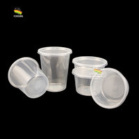 Conteneur alimentaire rond jetable de qualité alimentaire 8/12/16/24/32 oz, boîte alimentaire en plastique PP, contenants de cuisine, gobelet à sauce avec couvercle