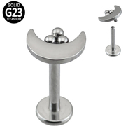 ASTM F136 Titanium Piercing Moon Shape Top With 3 Balls Weld Center Internal Thread Labret Threaded Jewelry