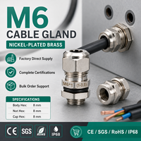 Presse-étoupe étanche CE ROHS M6 IP68 en laiton nickelé pour câble électrique industriel 1-3,5 mm