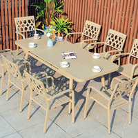 Ensemble de table et de chaises de salle à manger en aluminium extensible, résistant à l'eau et au soleil, conçu sur mesure