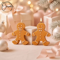 Bougie aromatique en cire de soja en forme d'homme en pain d'épices, faite à la main, parfum café et lait, pour la décoration de la maison et les fêtes