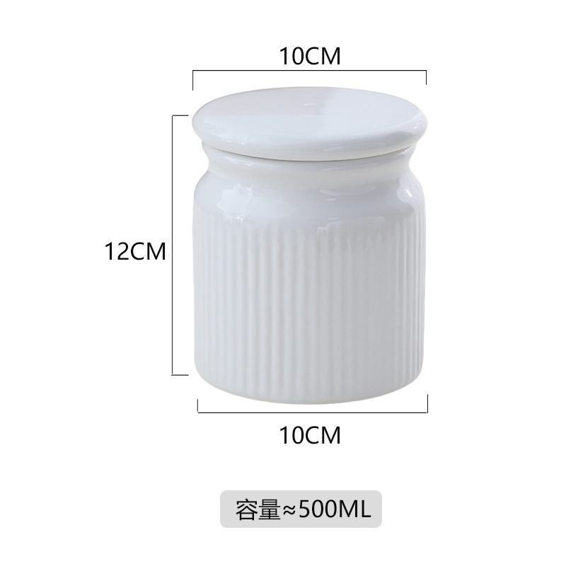 Contenedor hermético a rayas de tamaño mediano [blanco]
