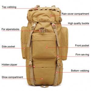65L Large <b>Backpack</b> Tactical Bag High Quality Waterproof Hiking Trekking <b>Backpack</b> With <b>Rain</b> <b>Cover</b> - Product Image 2