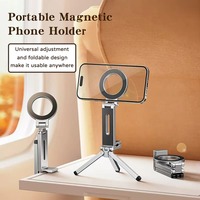 Support de voyage multifonctionnel 3-en-1 pliable, trépied magnétique rotatif à 360°, support de bureau universel portable, support de selfie à main