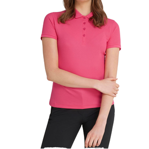 Polo de golf décontracté pour femme en mélange de coton, anti-plis, à rayures et blocs de couleur, col classique, coupe ample, haut d'été, OEM ODM, vente en gros - Product Image 1