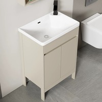 Ensemble de meubles de salle de bain autoportants, armoire de toilette, miroir, aluminium, PVC, élégant, meubles suspendus pour hôtels
