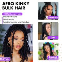 Extensions de dreadlocks en cheveux humains afro crépus bouclés, 1 paquet de 50g, noir naturel, 22 pouces