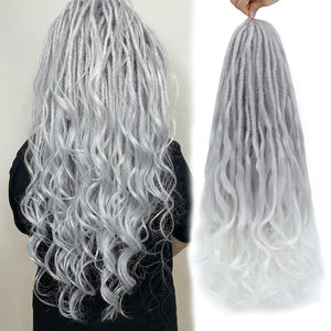 Extensions de cheveux Tresses ondulées faites à la main pour femmes Locs gris Bouclés ondulés <span class=keywords><strong>Dreads</strong></span> en laine fine - Product Image 1