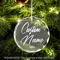 Ornements de Noël en verre cristal rond décoratifs de 3 pouces, vierges pour la gravure