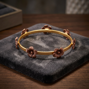 Pulsera de Plata de Ley Chapada en Oro de 18K con Diseño Antiguo Vintage, Elegante y Moderna para Mujer, Joyería Hecha a Mano, Flor Popular - Product Image 2