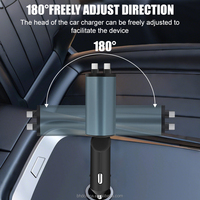 Chargeur de voiture en métal tout-en-un avancé de qualité supérieure Câble de charge intégré Double ports USB Adaptateur universel pour allume-cigare