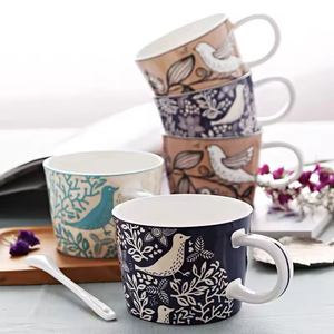 European Style Modern Minimalist Japanese Style Multicolor Bone China Coffee Tea <b>Mug</b> with <b>Gold</b> Rim Reusable Sustainable Gift Set - Product Image 2