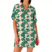 Robe chemise ample pour femme en rayonne, à manches courtes, imprimé floral hawaïen, décontractée avec poches, vente en gros ODM/OEM sur mesure pour l'été