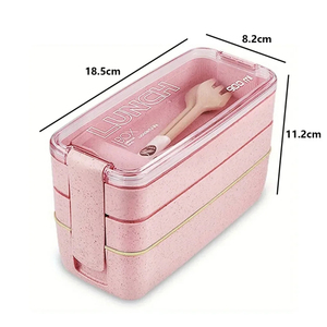 <b>Compartment</b> <b>Lunch</b> <b>Box</b> Plastic Portable Lunchbox Students Office Bento <b>Box</b> Microwave Food Containers with Chopsticks and Spoon - Product Image 6