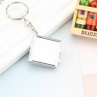 Cermin Rias Mini DIY Grosir, Gantungan Kunci Cermin Saku, Logam Portabel, Cermin Rias Lipat Dua Sisi, Cermin Kosmetik