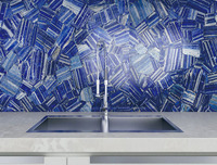 Dalle de pierre semi-précieuse bleue en marbre de luxe personnalisée en gros Carreau de lapis-lazuli en pierre précieuse pour la décoration de sol/mur