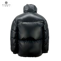 Veste matelassée épaisse et chaude en duvet noir effet gonflé, manteau bomber brillant effet bulle, vêtements d'hiver pour hommes