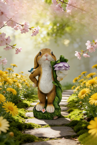 Conejito Marrón con Linterna Solar en Forma de Flor y Figura de Pájaro - Product Image 3