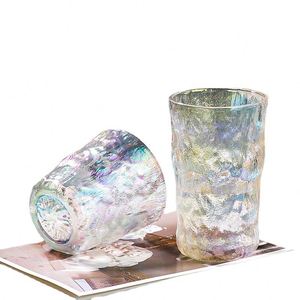 Vaso de Vidrio Elegante Estilo Glaciar, Simple, de Lujo Ligero, con Patrón de Árbol Colorido, para Cerveza, Agua, Leche, Té - Product Image 1