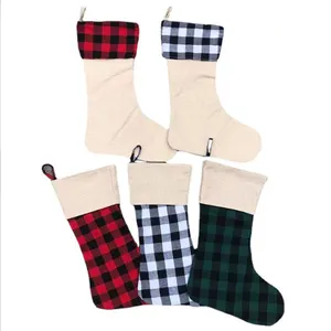 圣诞袜便宜diy圣诞袜套装个性化圣诞袜水牛格子