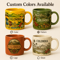 Mug à café en céramique souvenir de Colombie, motif paysage de la ville avec toucan, pour tasse à lait ou à eau en porcelaine, personnalisable OEM ODM, vente en gros