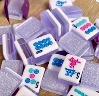 Juego de Mahjong Americano Personalizado Sunday, Tapete de Acrílico Grabado de Lujo de 2 Capas Color Cúrcuma, Juego de Mahjong Portátil de Alta Calidad