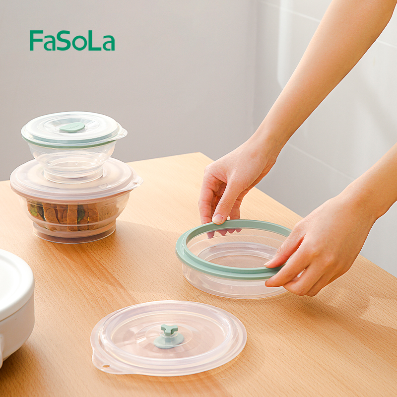 Прозрачная походная миска FaSoLa с крышкой, складная силиконовая миска для путешествий, кемпинга, микро-и холодильника, миска для хранения еды