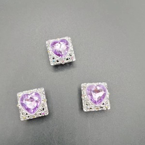 Pendentif porte-clés en alliage électroplaqué, forme cœur, carré, creux, accessoires de bijoux DIY pour sangles de téléphone portable - Product Image 3