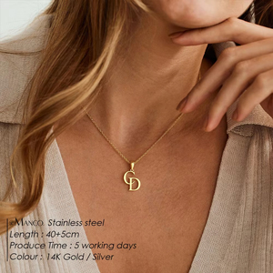 EManco Collana Personalizzata con Doppia Iniziale per Coppie, Regalo <span class=keywords><strong>di</strong></span> <span class=keywords><strong>San</strong></span> <span class=keywords><strong>Valentino</strong></span>, Collana con Lettere Personalizzate in Acciaio Inossidabile - Product Image 2