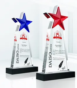 Honor of crystal k9 Personalized blank Carved crystal award trophy Engraved Logo star shape trophies crystal