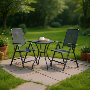 Set di 2 sedie da giardino pieghevoli in acciaio antracite, design minimalista per esterni - Product Image 2
