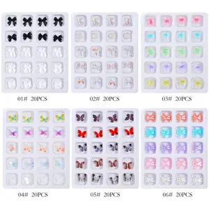 2023 Popular Nail Supply Diamond Decoration Resin Aurora Butterfly Bear Shape Design Crystal Nail Charms Rhinestone