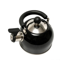 Bouilloire à thé sifflante moderne noire en acier inoxydable pliable de qualité supérieure pour camping et voyage, compatible avec les réchauds à gaz portables