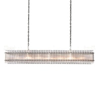 Lustre moderne de luxe en laiton vintage, luminaires suspendus pour îlot de cuisine, lampes suspendues rectangulaires en verre