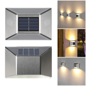 Lámpara Solar de Pared para Exteriores, Acero Inoxidable, Impermeable, Iluminación para Jardín, Valla, Patio - Product Image 1