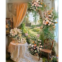 Set Dekorasi Bunga Sutra Realistis Buatan Seri Taman Monet untuk Pernikahan & Hari Valentine & Thanksgiving