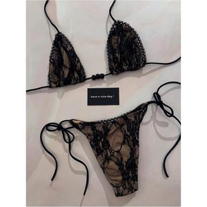 ชุดบิกินี่ลูกไม้ผู้หญิงแบบสั่งทำพิเศษ ทรงสามเหลี่ยมผูกคอ ชุดว่ายน้ำสองชิ้น ผูกข้าง ยืดหยุ่นได้ - Product Image 1