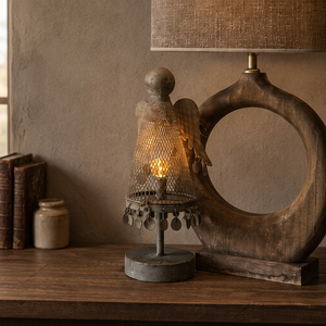 <b>Vintage</b> Metal Lantern Style <b>Table</b> <b>Lamp</b> Decorative Accent Light Handmade Home Decor Bedside <b>Lamp</b> Ambient Lighting Decorative - Product Image 2