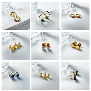 Phổ Biến 2025 Hot Mạ Vàng Hơn Bạc Hoop Bông Tai Và Hoa Motif Vàng Trái Tim Với Hổ Mắt Tây Ban Nha Touses Gấu - Product Image 1