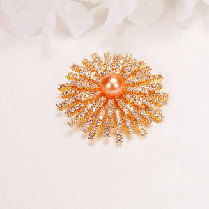 Broche en zircon à motif numérique, perle d'eau douce Edison, broche de mariage DIY, bijoux en gros Zhuji, anti-fuite, diamant d'eau - Product Image 1