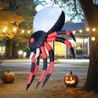 Araignée gonflable géante de 5 pieds pour décoration d'Halloween avec LED, araignée gonflable pour la cour, le jardin, la pelouse, la fête, la décoration de maison hantée