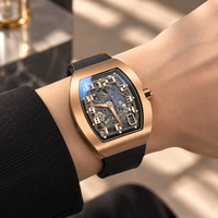 Montre mécanique de luxe pour homme en alliage de titane ultra-mince 7,75 mm avec design creux en forme de barillet et remontage automatique