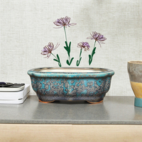 Pots de jardin en céramique de forme florale contemporains Écologique Glacé Yixing Bonsaï Plantes d'intérieur modernes Pots de fleurs de luxe Jardinières