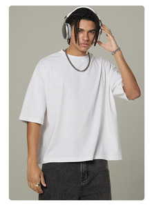 เสื้อยืดผู้ชายไซส์ใหญ่ สีพื้น ผ้าฝ้าย คอกลม แขนสั้น สไตล์ลำลอง ทรงพอดีตัว ความยาวปกติ ผ้าถักย้อมสีเรียบ - Product Image 2