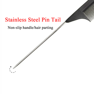 Pettine a Coda di Topo Antistatico in ABS con Logo Personalizzato, Manico in Acciaio, Portatile, per Acconciature e Saloni - Product Image 4