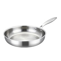 Poêle à frire en acier inoxydable tri-couches sans PFOA/PTFE, non toxique, compatible induction/four/lave-vaisselle